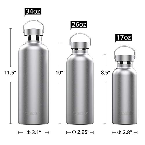 34oz Vacuum Insulated Stainless Steel Water Bottle - Hot/Cold, Sweat Proof, Wide Mouth