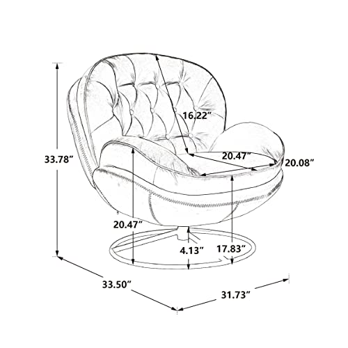 Modern Red Velvet Swivel Chair with Ottoman for Living Room