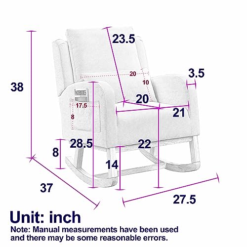 Beige Modern Rocking Chair with Lumbar Support and Pockets