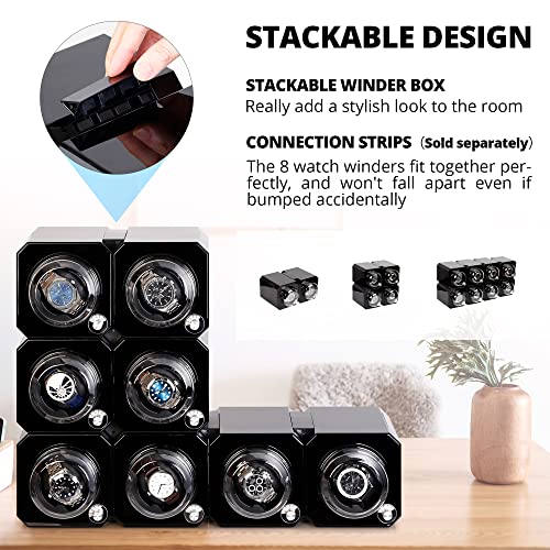 Automatic Watches Single Watch Winder: Black Shell, Stackable, Japanese Motor, Battery or USB