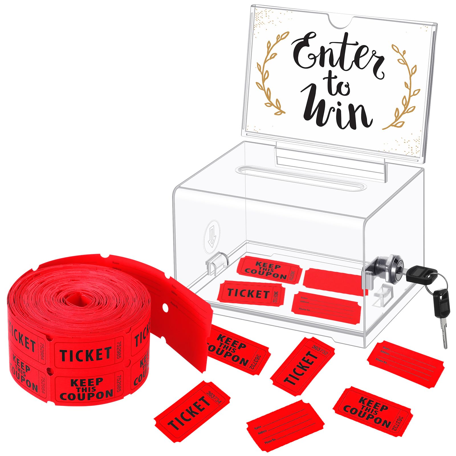 Havawish Clear Lockable Raffle Box with 500 Tickets