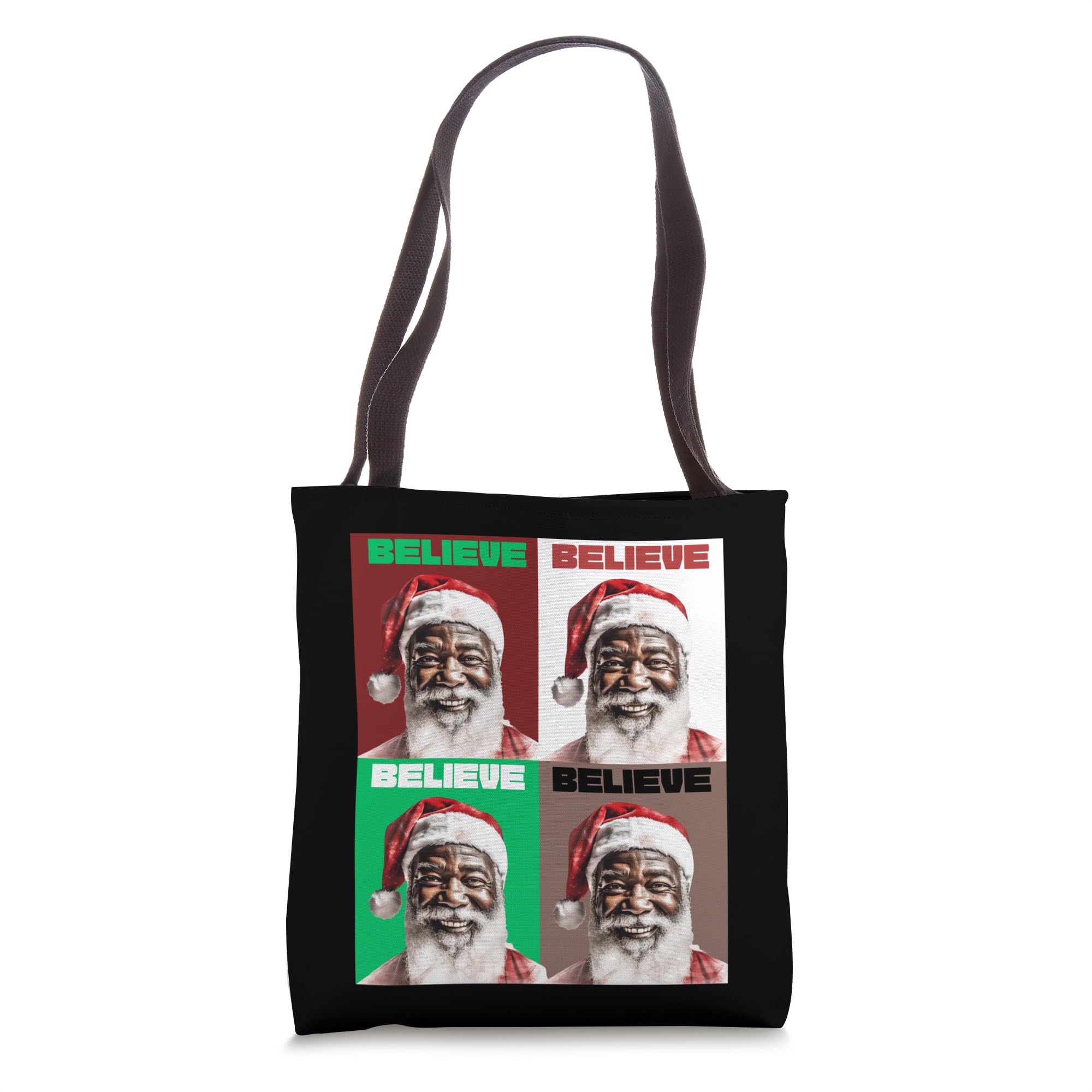 Black Santa Christmas Tote Bag for Teens